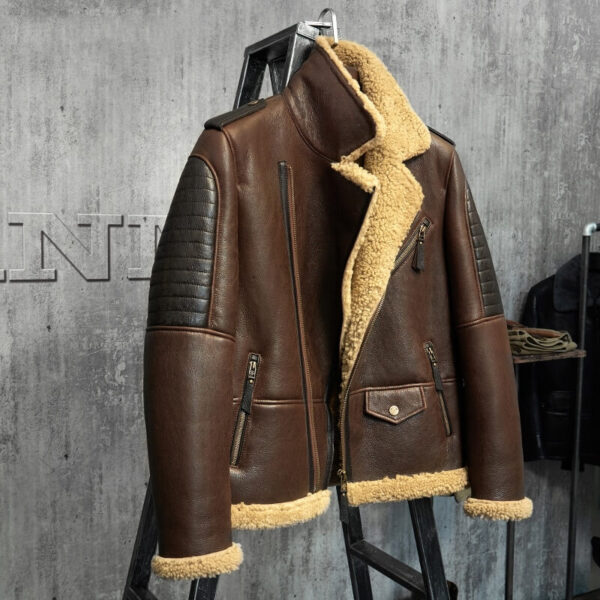 Picture of Dark Brown Shearling Bomber Jacket