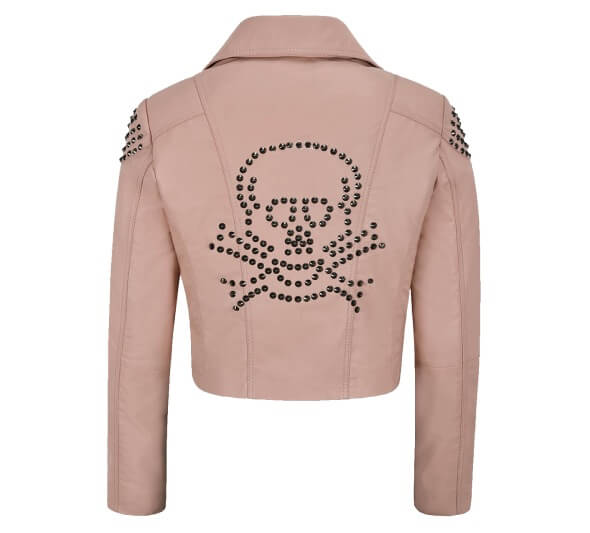 Picture of Back Skull Speckled Chic Pink Leather Jacket