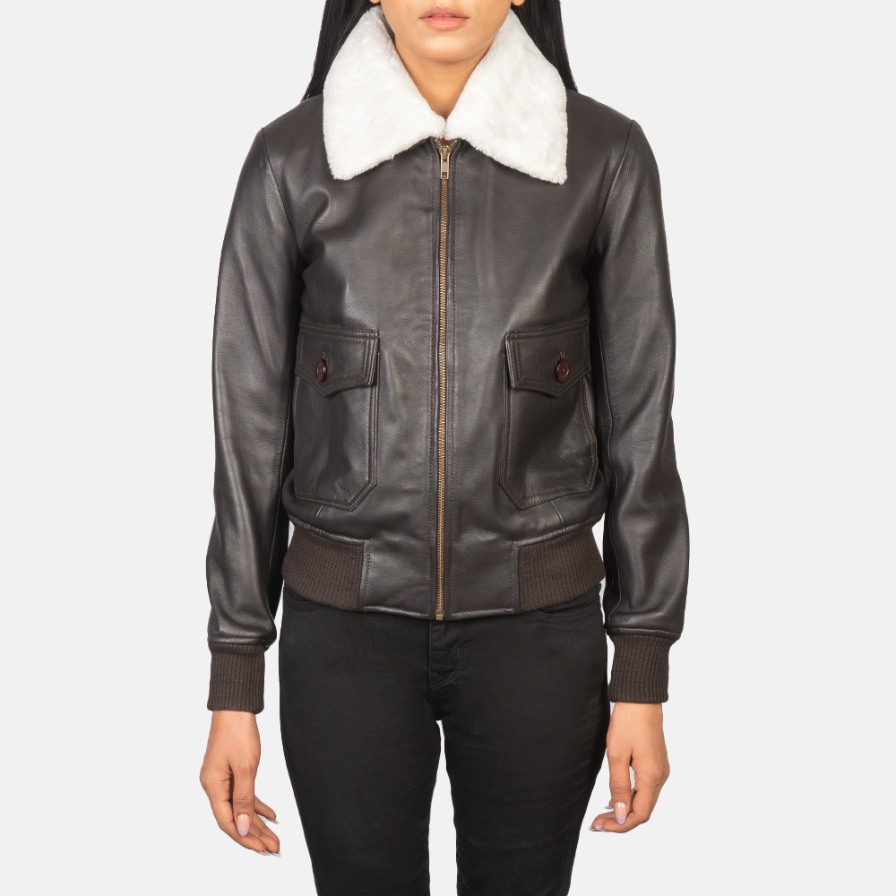 Picture of Stella G-1 Brown Leather Bomber Jacket